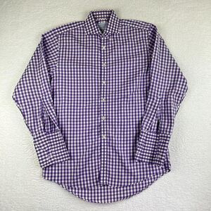 Charles Tyrwhitt Dress Shirt 15.5 33 Slim Fit Non Iron Purple Check Mens